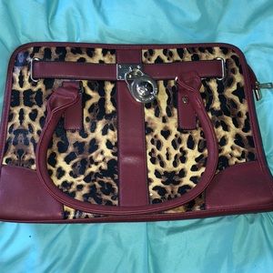 Faux maroon and cheetah MK purse